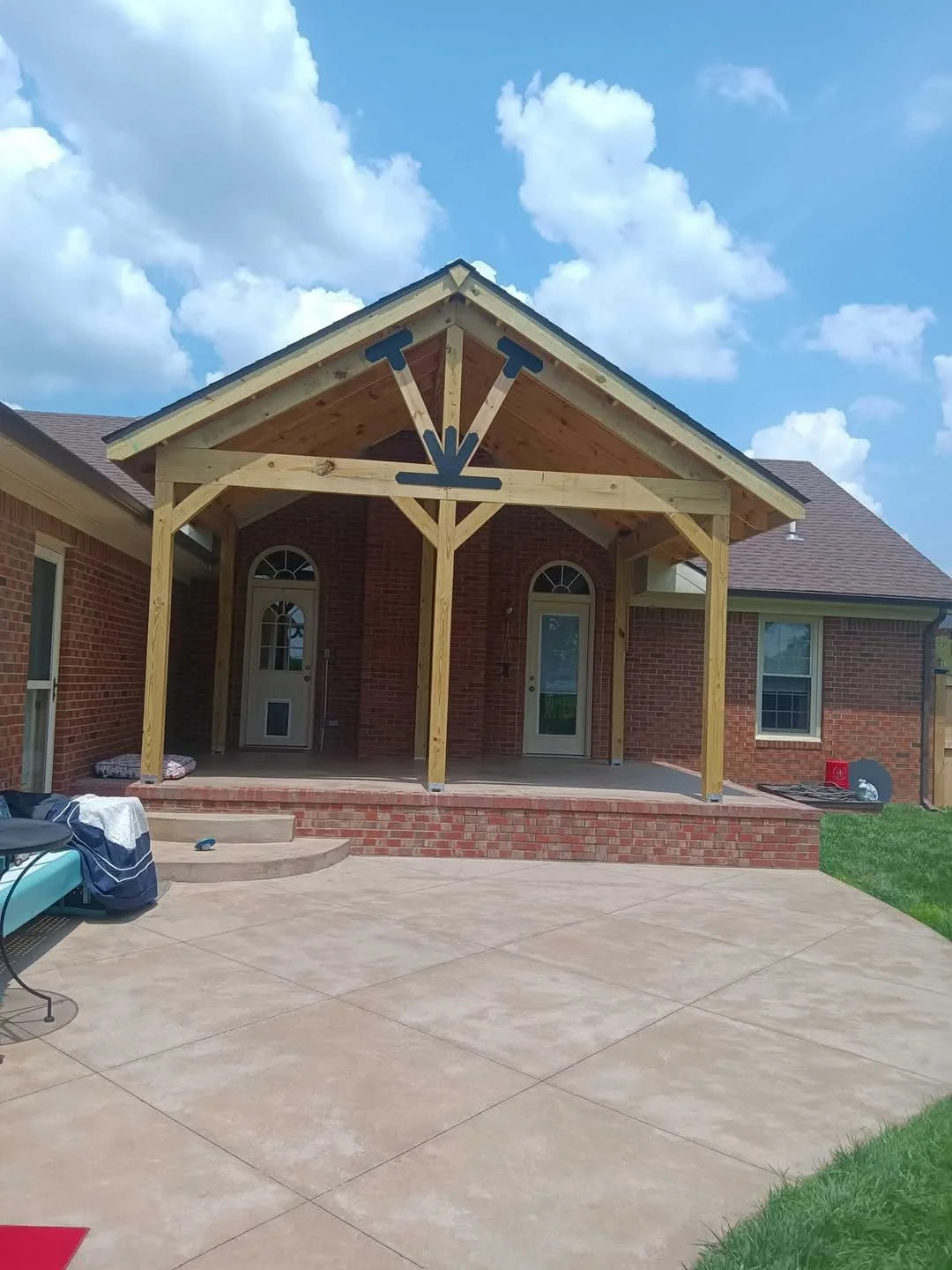 Exposed framing patio cover