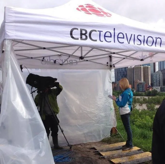 Anchoring CBC Calgary's television coverage of the 2013 floods.