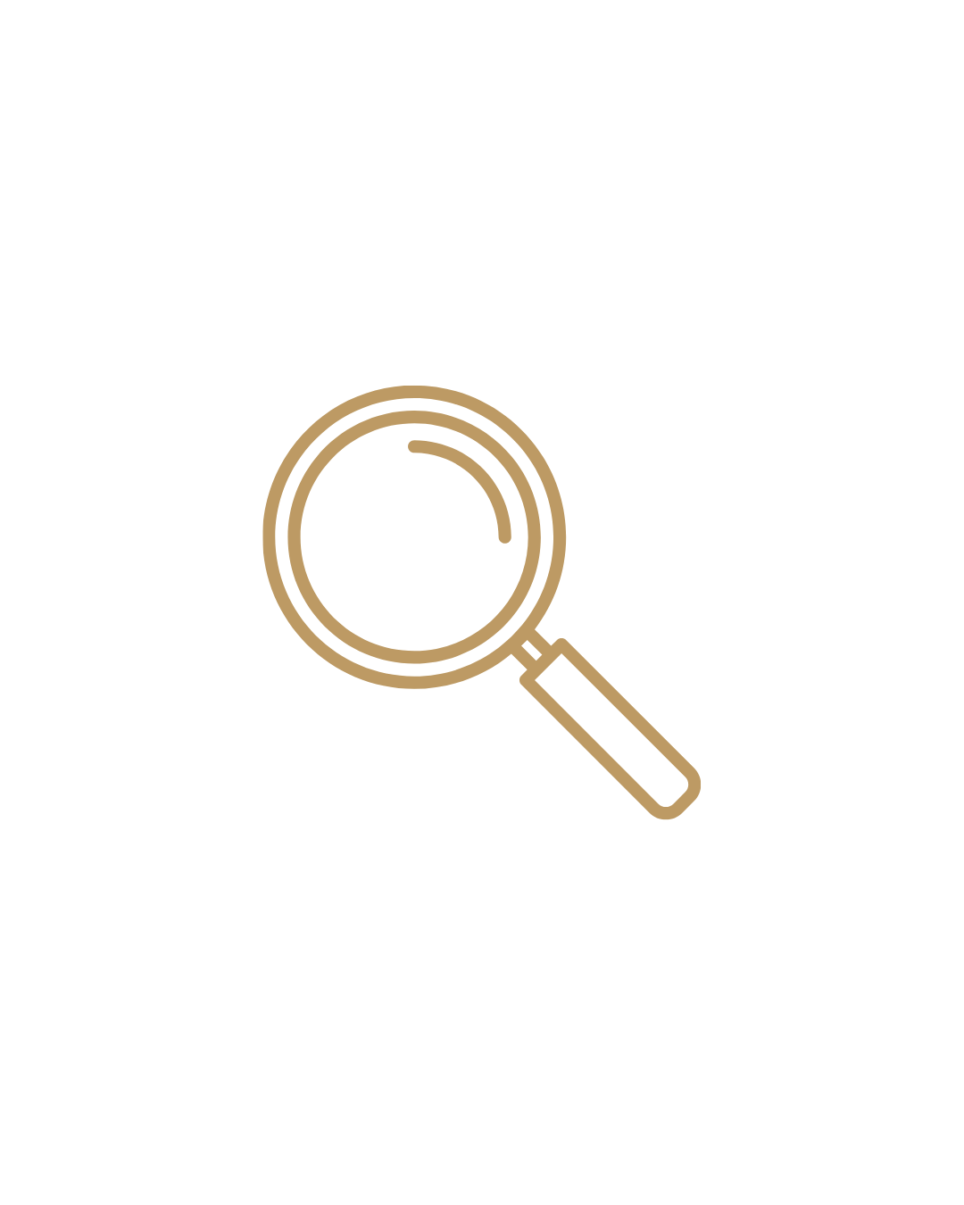The outline of a gold magnifying glass icon.