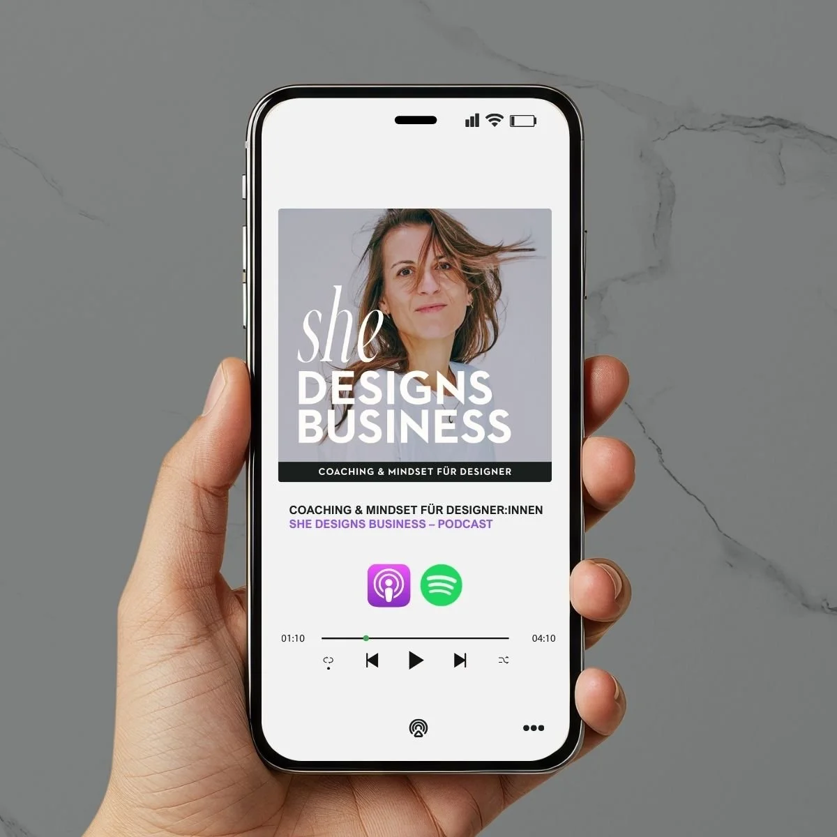 Abbildung auf dem Smartphone für einen Podcast für Designer