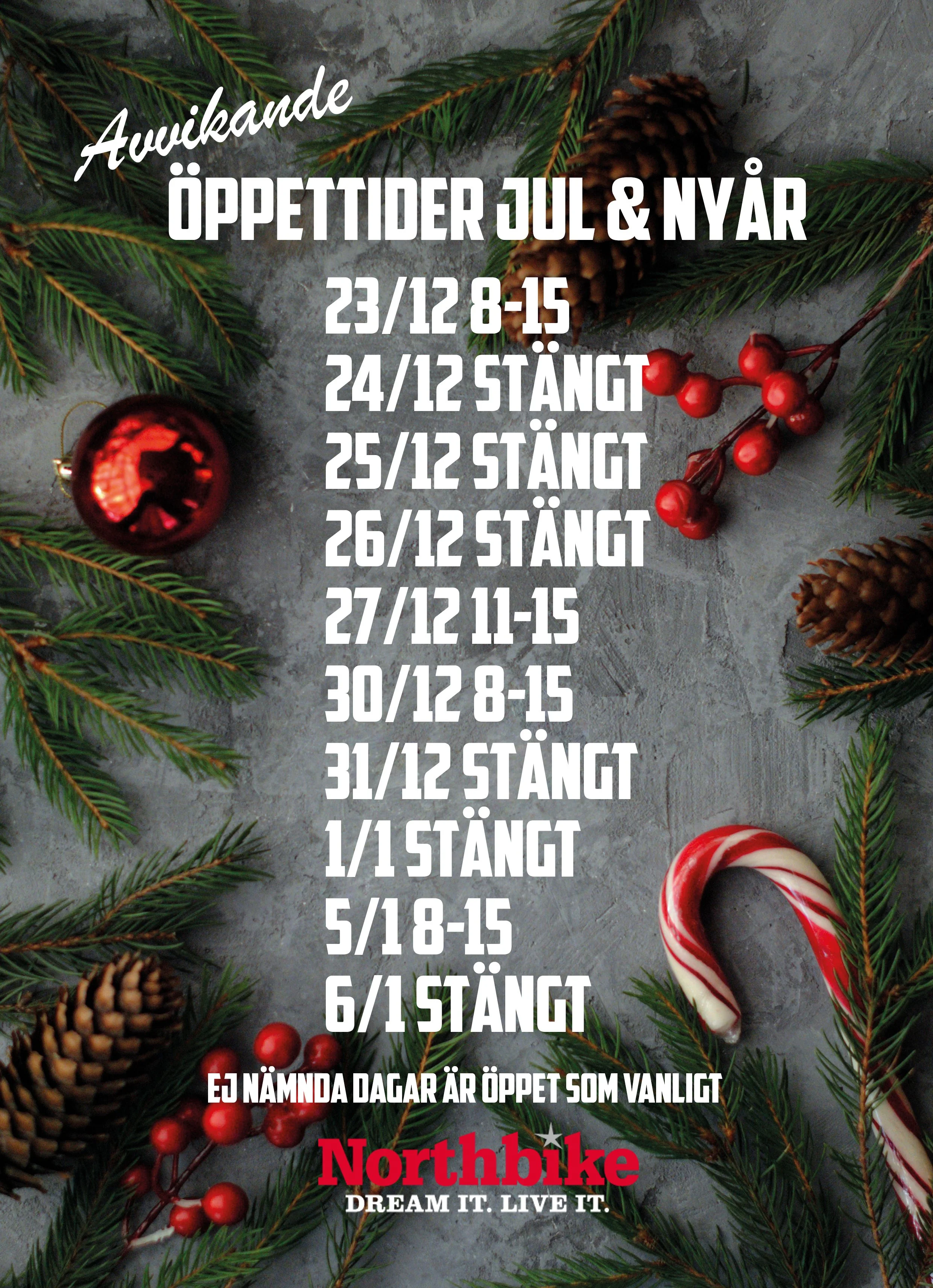 Avvikande öppettider jul &amp; nyår