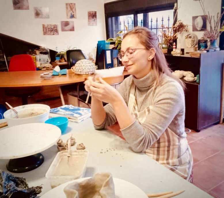 Trying my hand at a little bit of sculpting in the studio of my friend, Helen