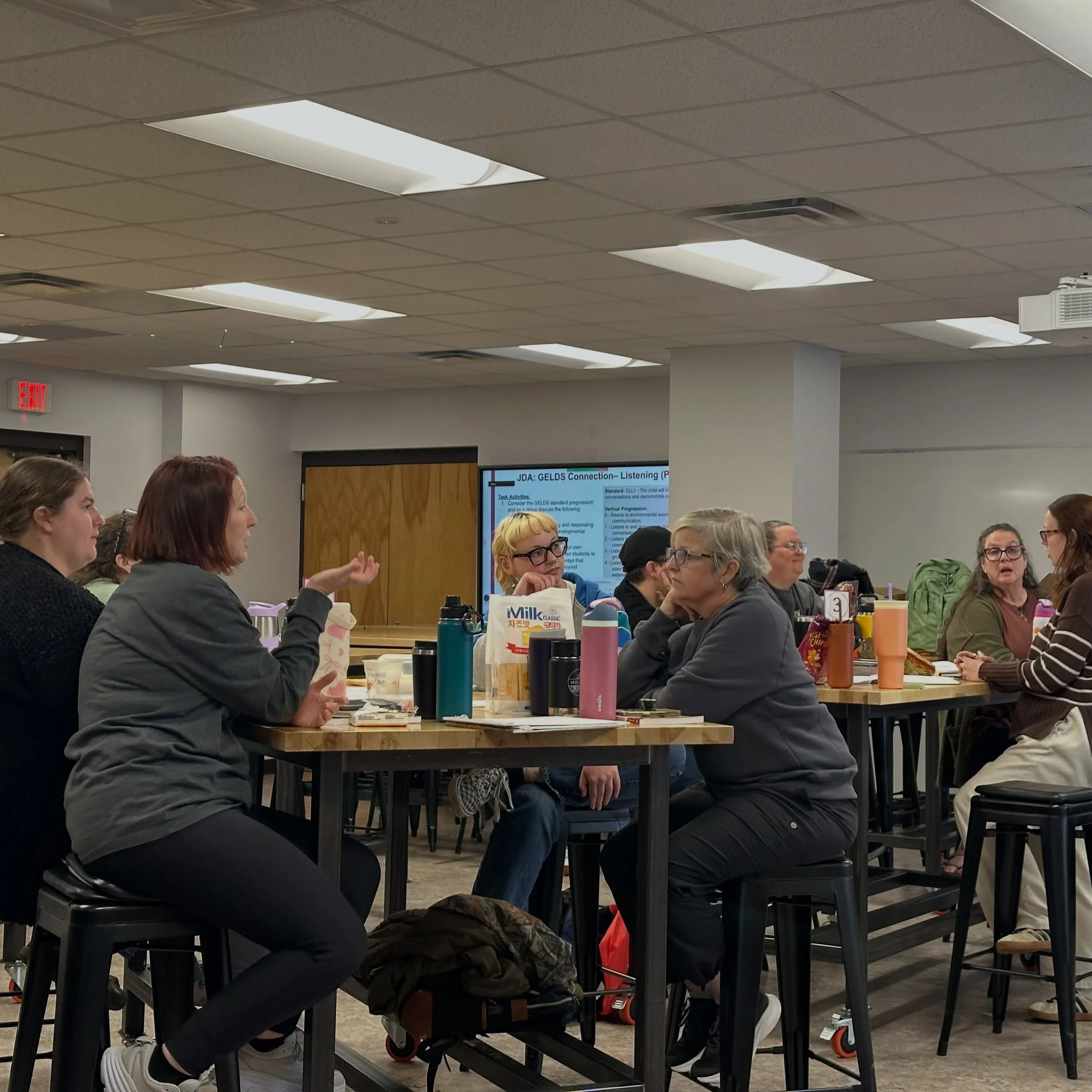 University of Georgia&rsquo;s Child Development Lab (CDL) at McPhaul educators engage in a Joint Discussion Activity during one of MERIT&rsquo;s PL Sessions to explore what it means to encourage deep listening with their students.