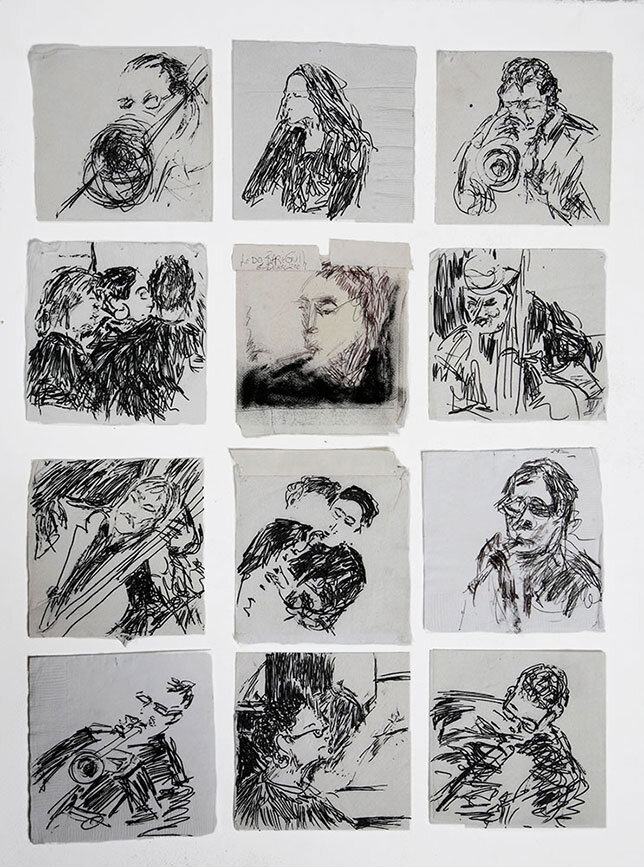 Cocktail Napkins, Pen and Ink, 3″ x 3″ each