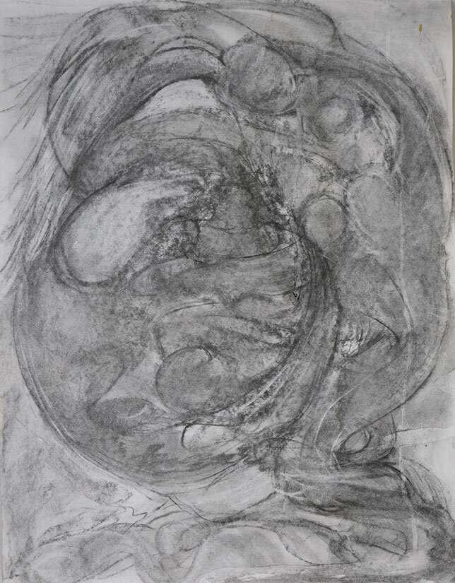 Untitled 1, Charcoal on Paper, 38 “1/2 by 48″
