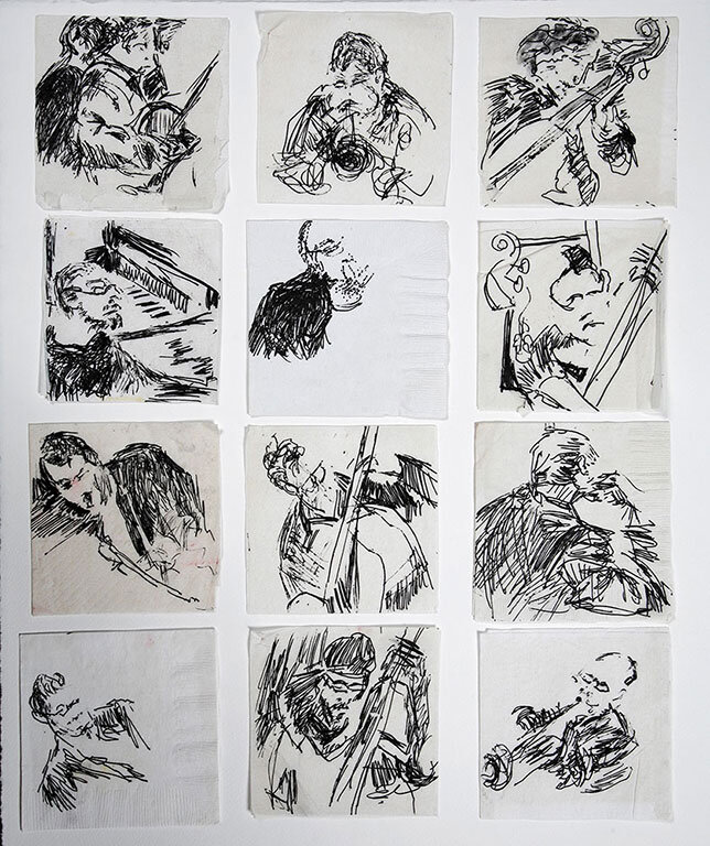Cocktail Napkins, Pen and Ink, 3″ x 3″ each