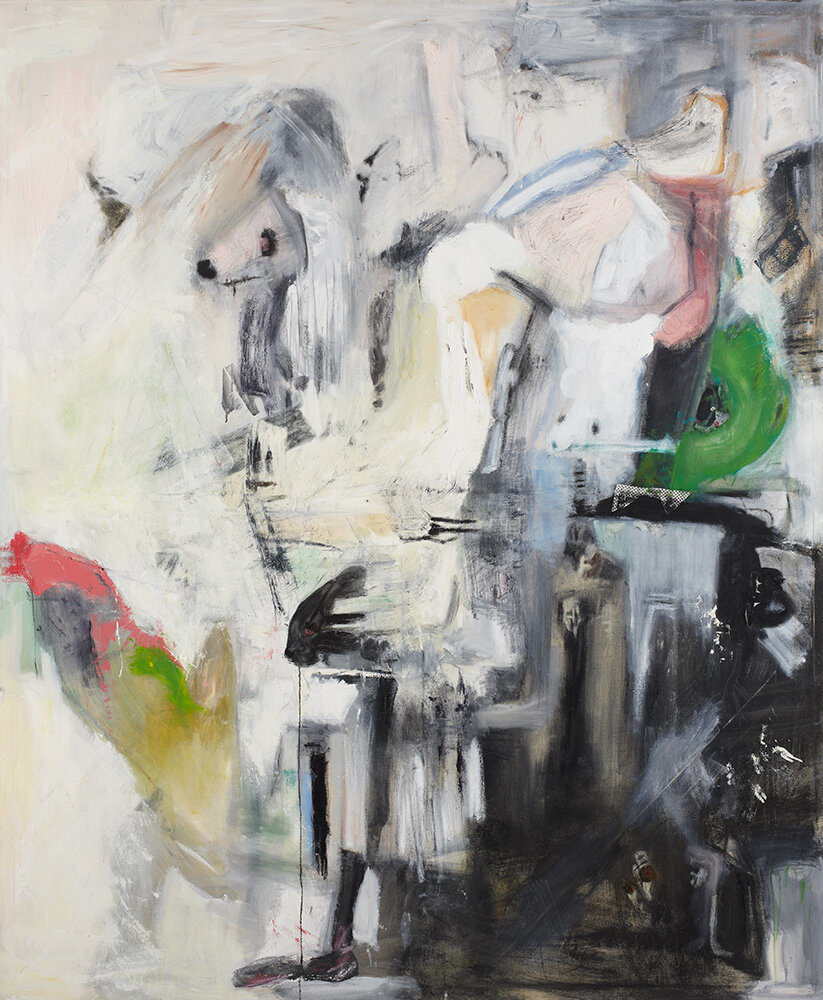 After Happily Ever, 63” x 73”, Oil Paint, Graphite, Oil Sticks, Charcoal, Tape and Collage