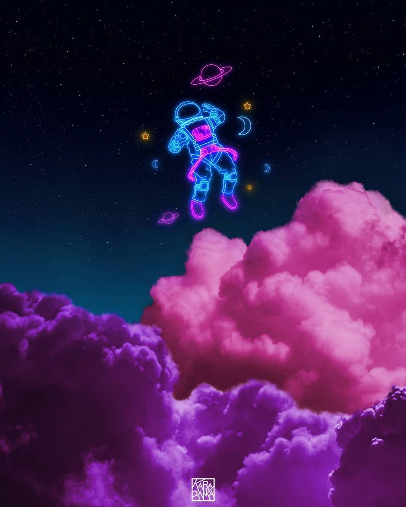 We don&rsquo;t mind a good float through the stars ⭐️

.
.
.
repost @karabanka: Cotton Candy {#Karabanka}

#scifi #scifiart #space #spaceart #astronaut #astronautart #outerspace #spacevibes #purplevibes #pinkvibes