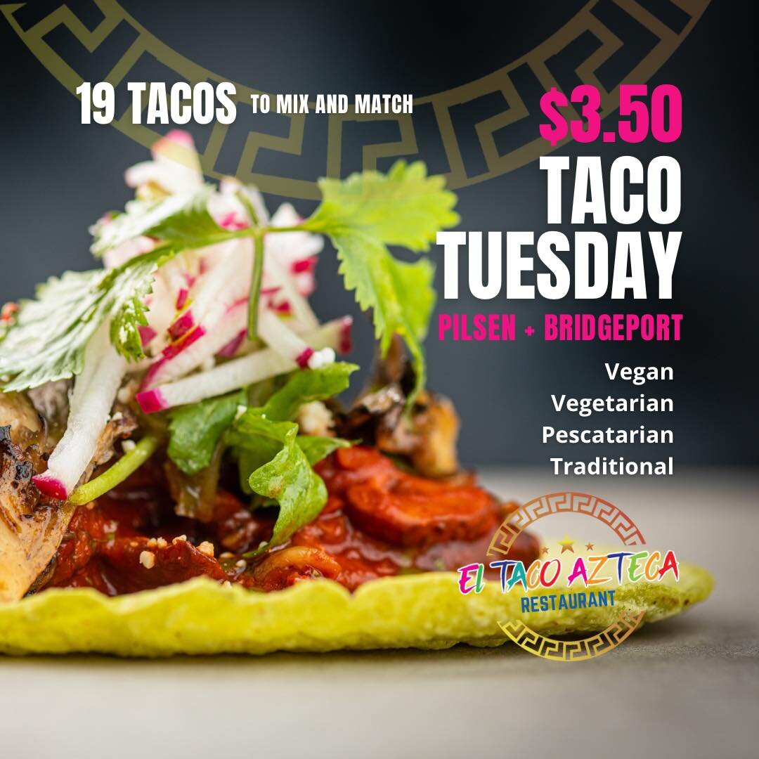 #chicagorestaurants Happy #TacoTuesday $3.50 Tacos today, all day! Online too! 🤩 We have the largest selection of tacos in Chicago - 19 to be exact. All dietary restrictions have been considered. Looking for keto-friendly? We&rsquo;ll make those too