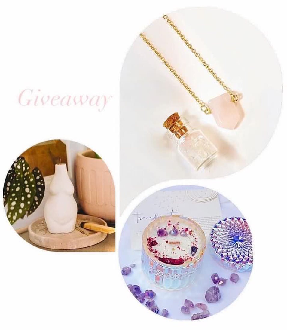 ***NEW YEAR GIVEAWAY*** 
Winner gets all! Ends Jan 25th 3:33pm, US residents only.. Giveaway Includes:
💖 @soulloveconnections Soul Love Transformation Intention Candle 💖@seasaltandsage_  Rose Quartz necklace + small crystal jar 💖@a.greydesign Conc
