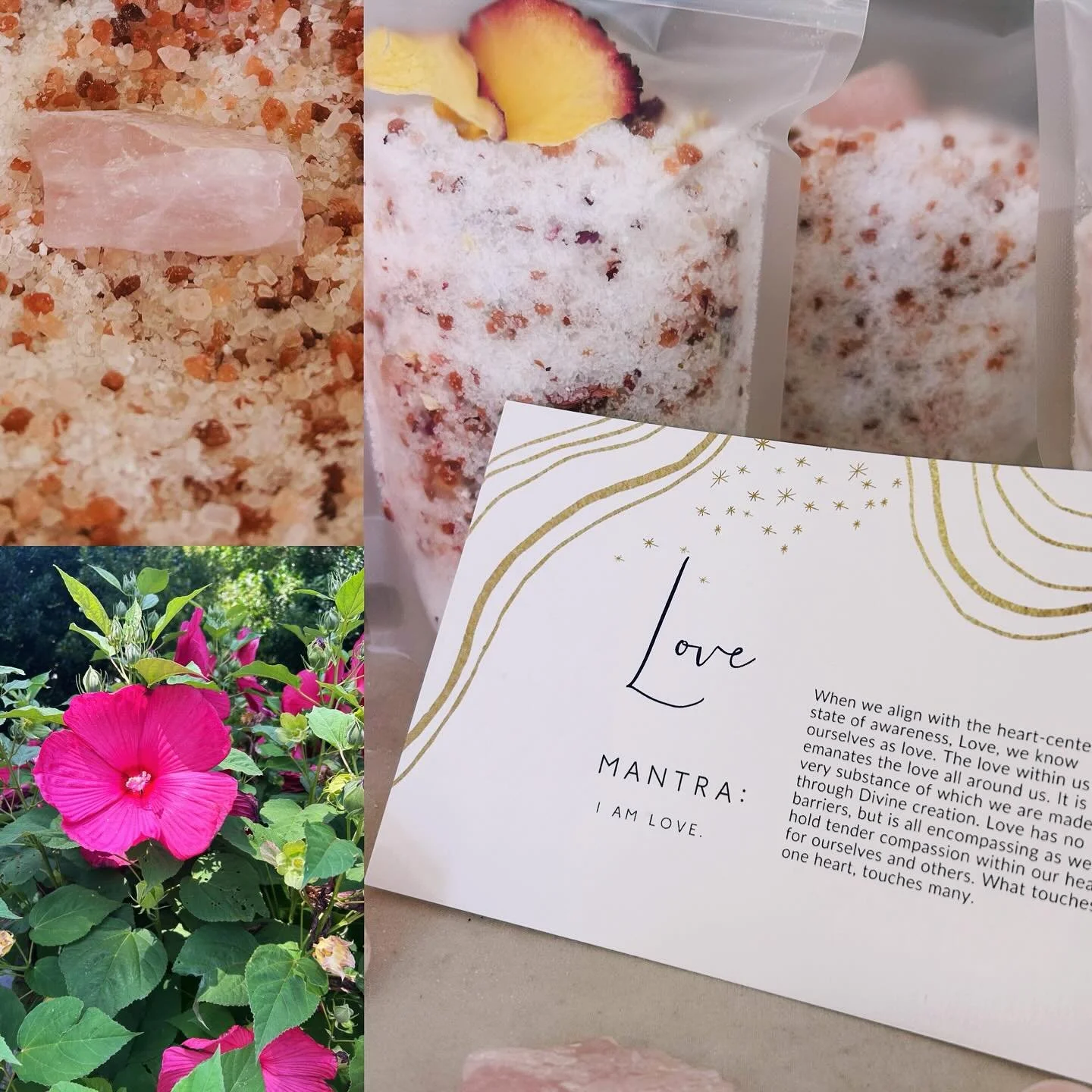 Soul Love offers Crystal Infused &amp; Reiki charged Intention Bath Soaks! 💗 A unique blend of pure &amp; natural salts formulated to destress, soften dry skin, soothe sore and achy muscles, and aids in toxin removal to replenish and restore your bo