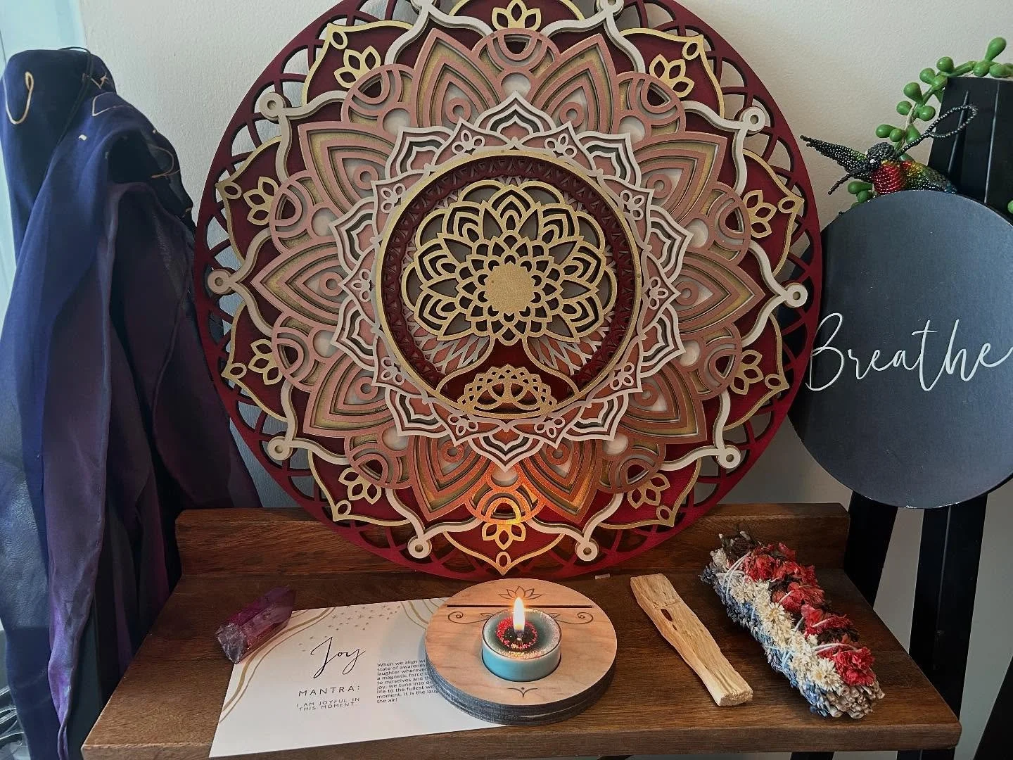 Soul Love Morning Rituals and JOY Intention vibes 💗 Thank you to @theamberarts for my handcrafted beautifully engraved Mandala with Tree of Life to compliment my Sacred Space 🙏🥰❤️ #joyintention #soullove #selfloverituals #sacredspace #intentioncan