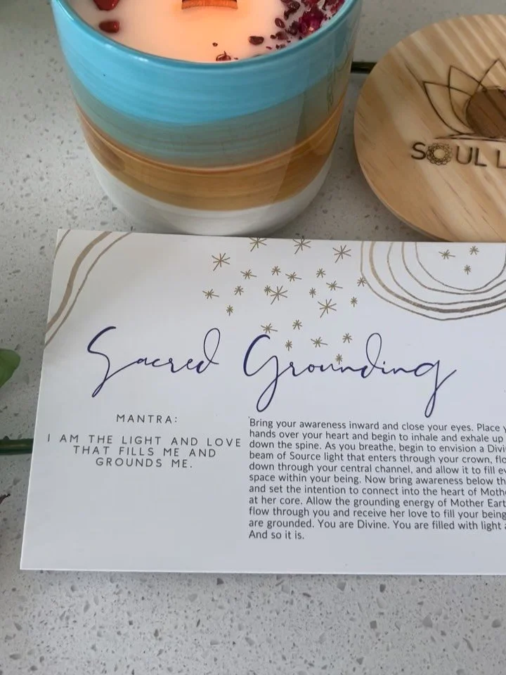 **Only a few left in stock** Sacred Grounding Intention Where is it that you feel most grounded? Perhaps it is the beach feeling the sand between your toes, or is it in the refreshing mountain air, a serene walk in nature, or in your garden? Wherever