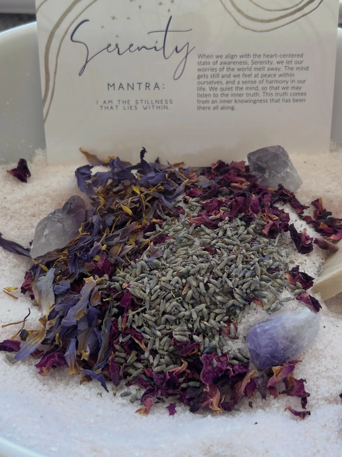 Soul Love crystal infused &amp; Reiki charged intention bath soaks! Just made this fresh batch of bath soak in Serenity Intention and I personally, can&rsquo;t wait to use it💜💜💜 A unique blend of pure &amp; natural salts formulated to destress, so