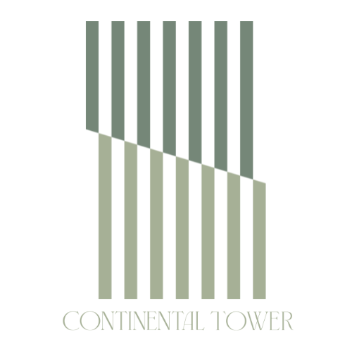 Illustration of a green and white striped pattern with the text 'Continental Tower' beneath it.