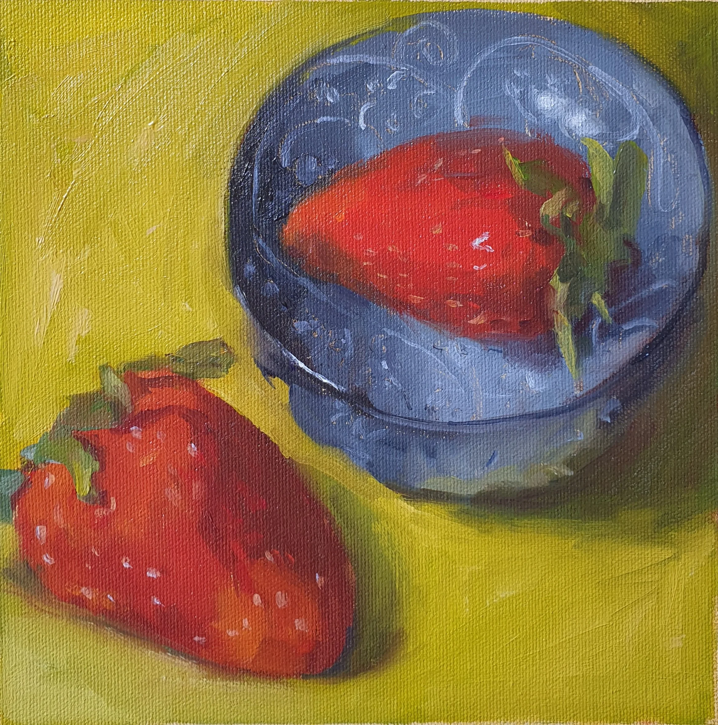 Strawberries with Blue Bowl SOLD
