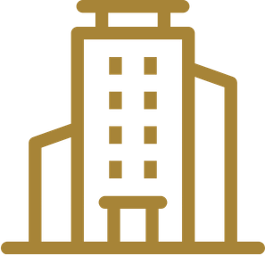 Gold office building icon representing insurance guidance for small business owners in Florida
