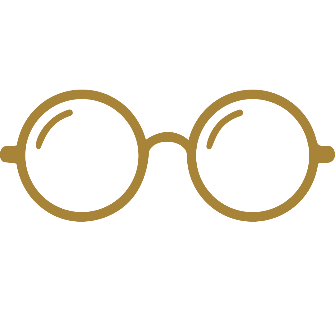 Gold eyeglasses icon representing vision insurance, eye care coverage, routine eye exams, and supplemental health benefits.