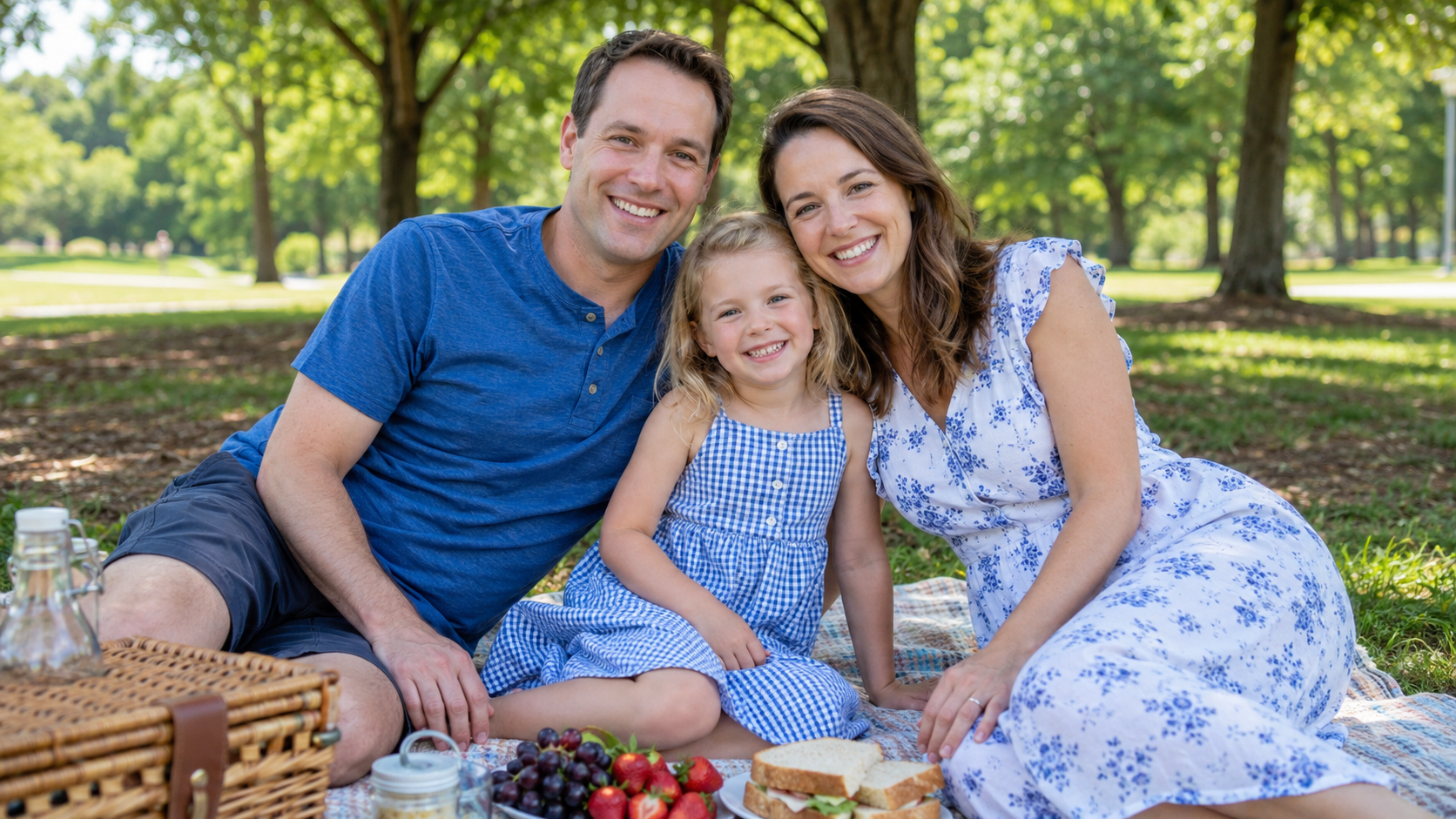 Family enjoying a picnic in the park, representing Sawyer Health Solutions helping Florida families compare health insurance, life insurance, and supplemental coverage options.