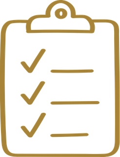 Gold clipboard checklist icon representing an insurance plan review in Florida