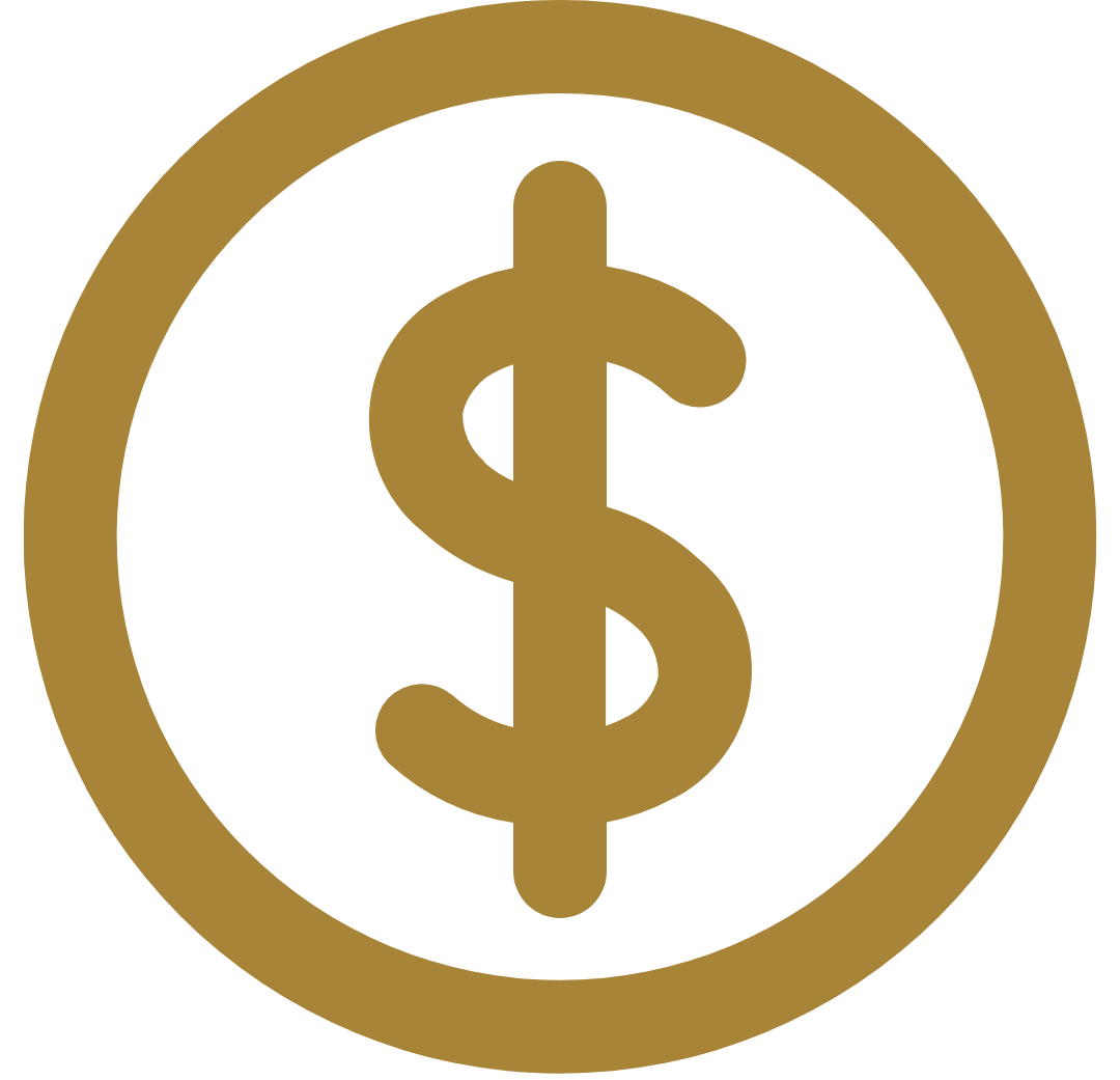Gold dollar sign icon for the Sawyer Health Solutions health insurance calculator, helping individuals, families, self-employed professionals, and small business owners compare estimated health insurance costs.