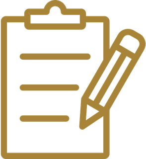 Gold clipboard icon for Sawyer Health Solutions, a Florida health and life insurance brokerage helping clients compare health insurance, life insurance, dental, vision, and supplemental coverage options.