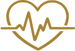 Gold heart and heartbeat icon representing health insurance coverage in Florida