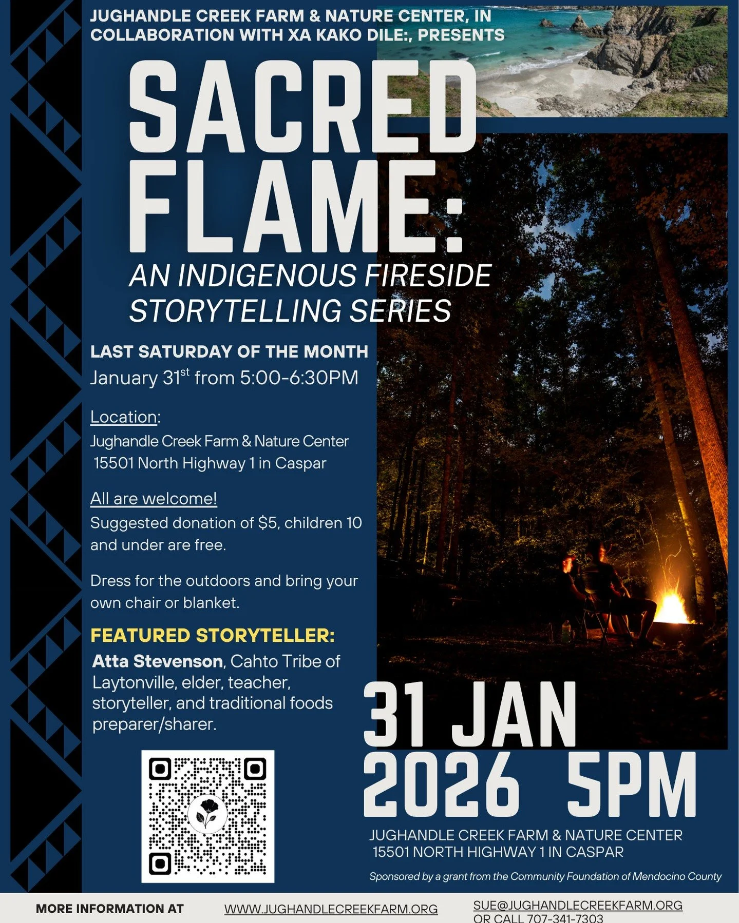 ✨This Saturday✨ 5pm 
This monthly gathering invites our community to come together around the fire to listen, learn, and connect through the rich tradition of Indigenous storytelling.
This month we welcome elder, teacher, storyteller, and traditional