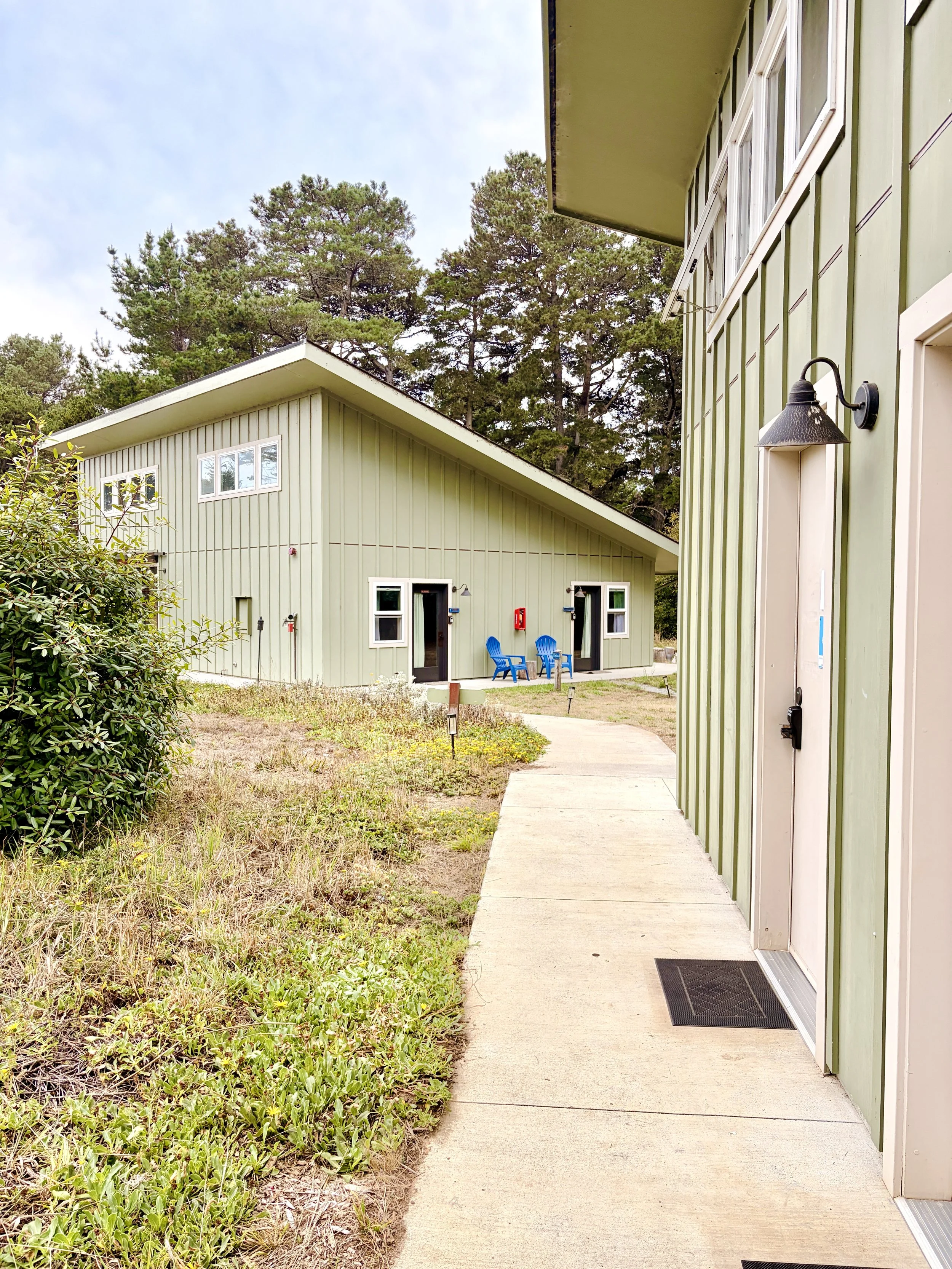 The walk between the Bathhouse and the Bunkhouse.  Each Bunkhouse room has its own dedicated private bathroom.  