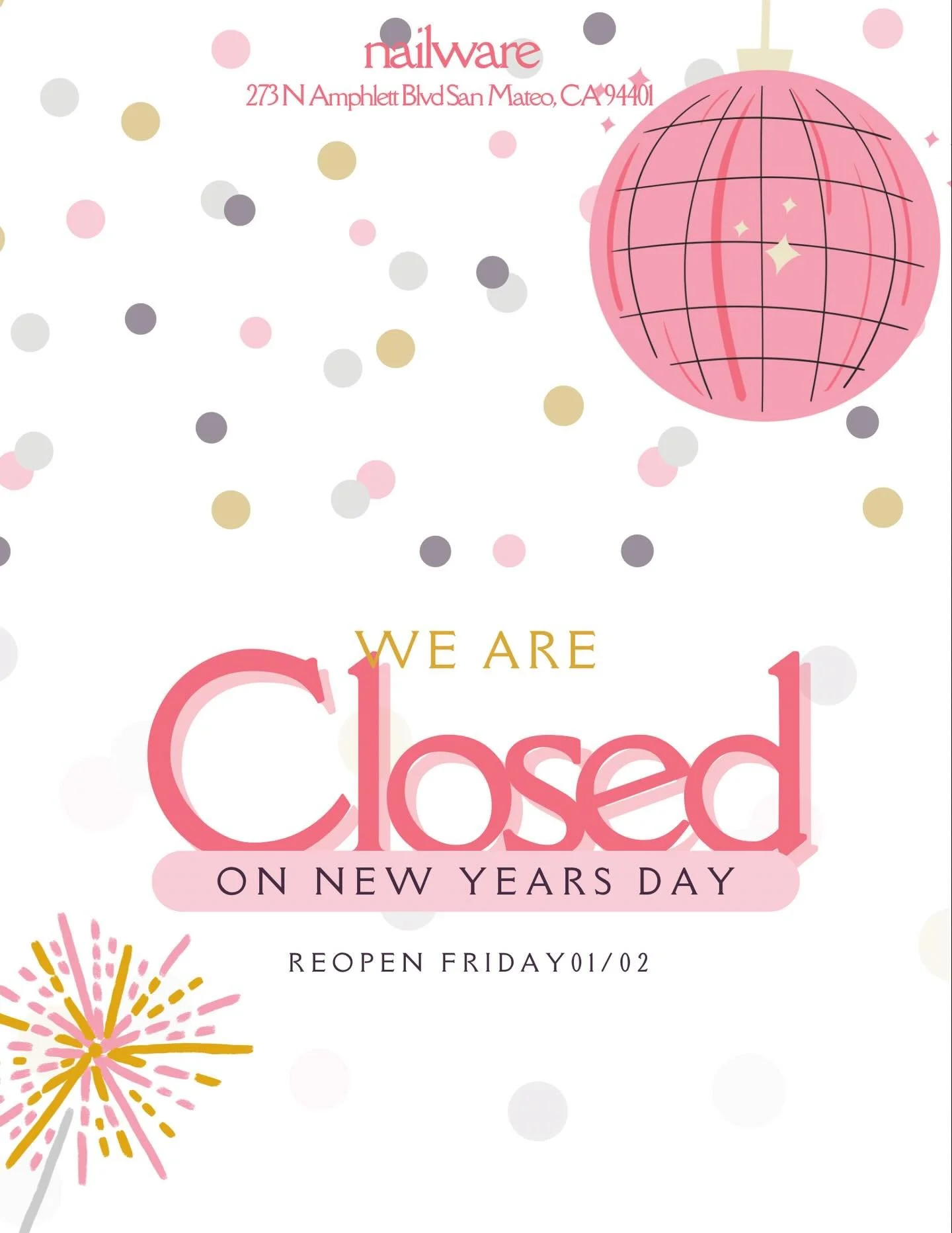 Last-minute nail supply run, anyone? 🏃&zwj;♀️🛍️We're open today, then taking a break for New Year's Day. We'll be back to regular hours on Friday January 2nd at 10am. Happy New Year! Be safe and we hope to see you all soon!