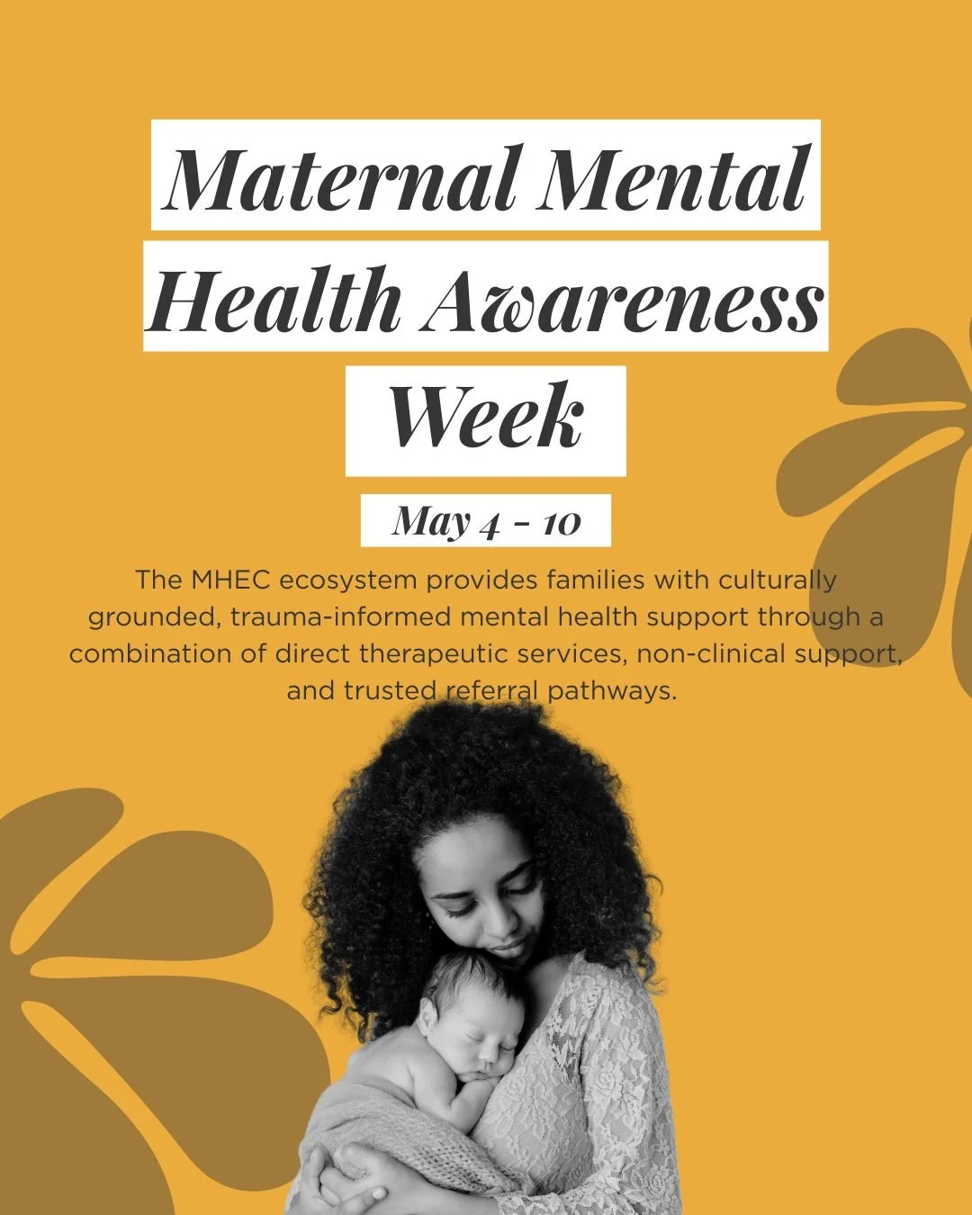 We're celebrating Maternal Mental Health Awareness Week until May 10th, and today is World Maternal Mental Health Day🌸 

According to the World Health Organization, maternal mental health challenges affect nearly 16% of pregnant individuals and near