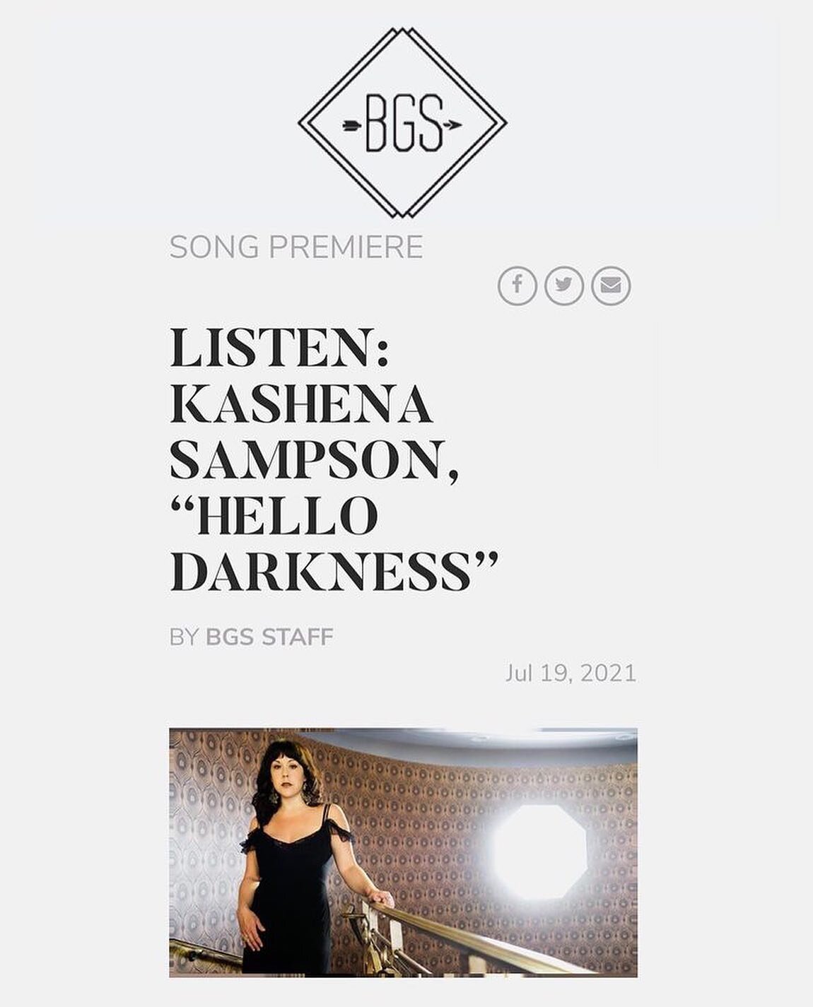 Thank you @thebluegrasssituation for premiering my new single &ldquo;Hello Darkness&rdquo; Available everywhere this Friday 7/23 ✨ You can hear it first over at @thebluegrasssituation ✨