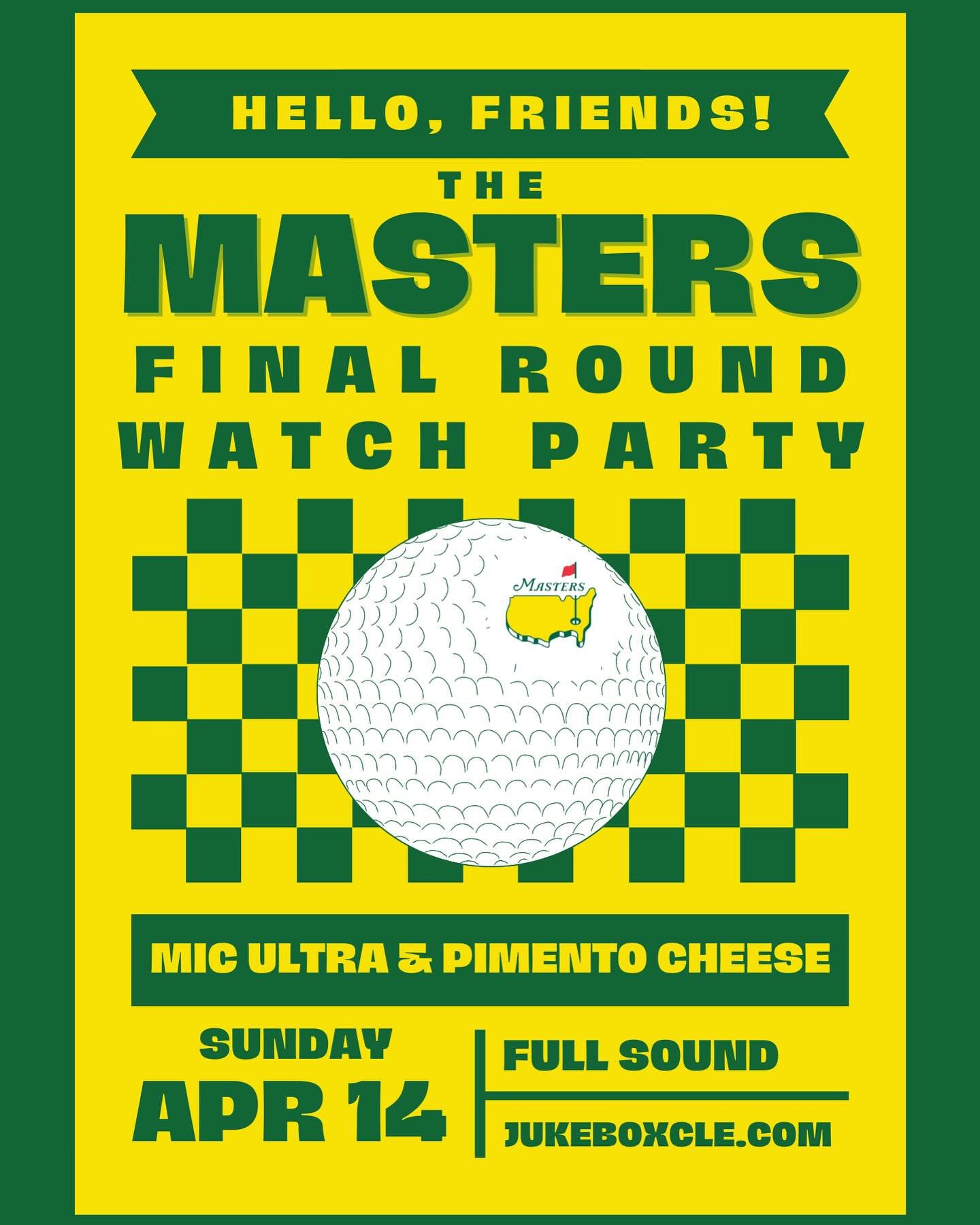 MASTERS SUNDAY 4/14 ⛳️ It&rsquo;s a tradition unlike any other&hellip; THE MASTERS. Hello friends! As a kid, Masters Sunday was always the indicator that Spring had arrived. Let&rsquo;s get this season going with a viewing party! Bucket Specials on @