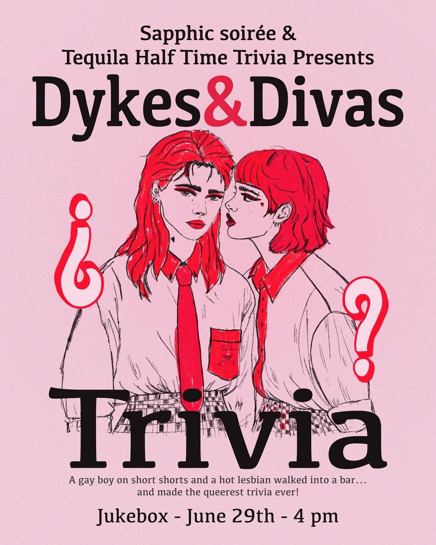 DYKES &amp; DIVAS TRIVIA SUN 6/29 👯&zwj;♀️ Calling all sapphic and sapphic adjacent with half a brain&hellip;.TRIVIA&rsquo;S BACK!!! Our friends from @sapphic.soiree return this Sunday June 29th for another rendition of Dykes and Divas, PRIDE editio