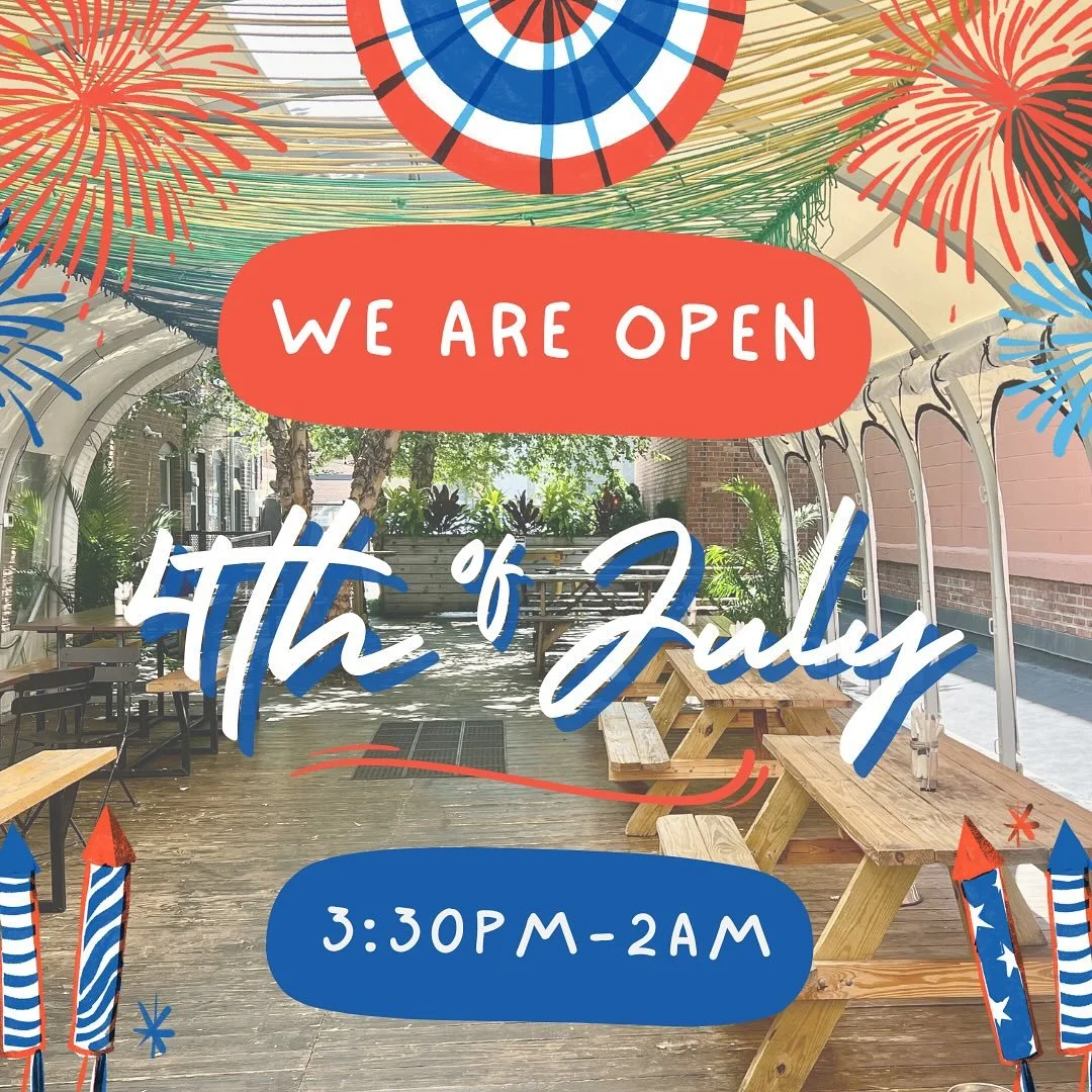 OPEN 4TH OF JULY 🇺🇸 While all you 9-5ers are off on paid leave, we&rsquo;ll be here doing our thing per usual! Spend some of your holiday with us, serving up mouth watering grub and thirst quenching bevs. 

Bar opens at 3:30pm, kitchen open til 10p