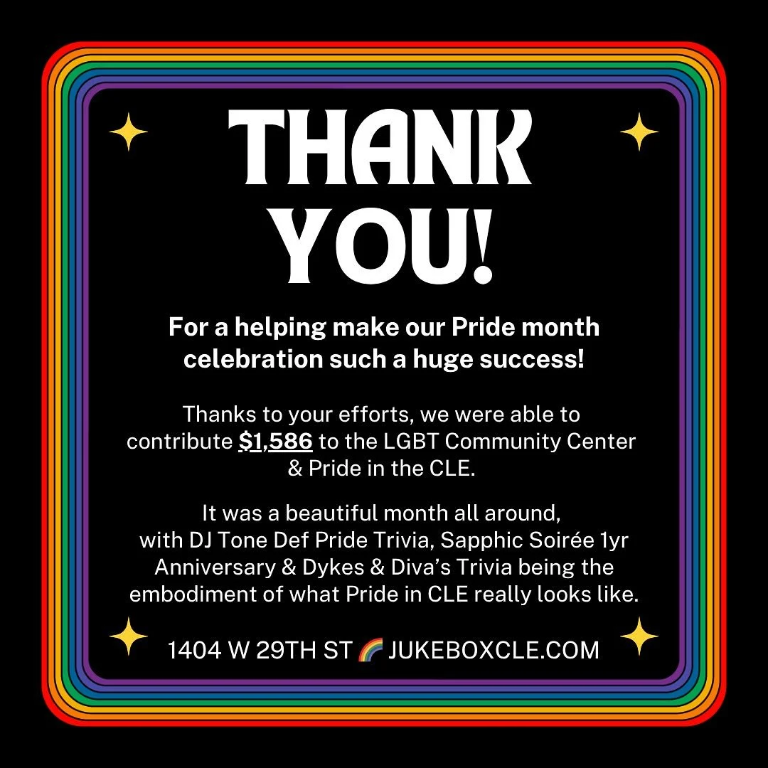 THANK YOU 🏳️&zwj;🌈🏳️&zwj;⚧️ Our June month-long Pride fundraiser was a massive success! We were able to make a combined $1,586 donation to @lgbtcleveland &amp; Pride in the CLE, exceeding our 2024 total! Thank you to all who came out and supported