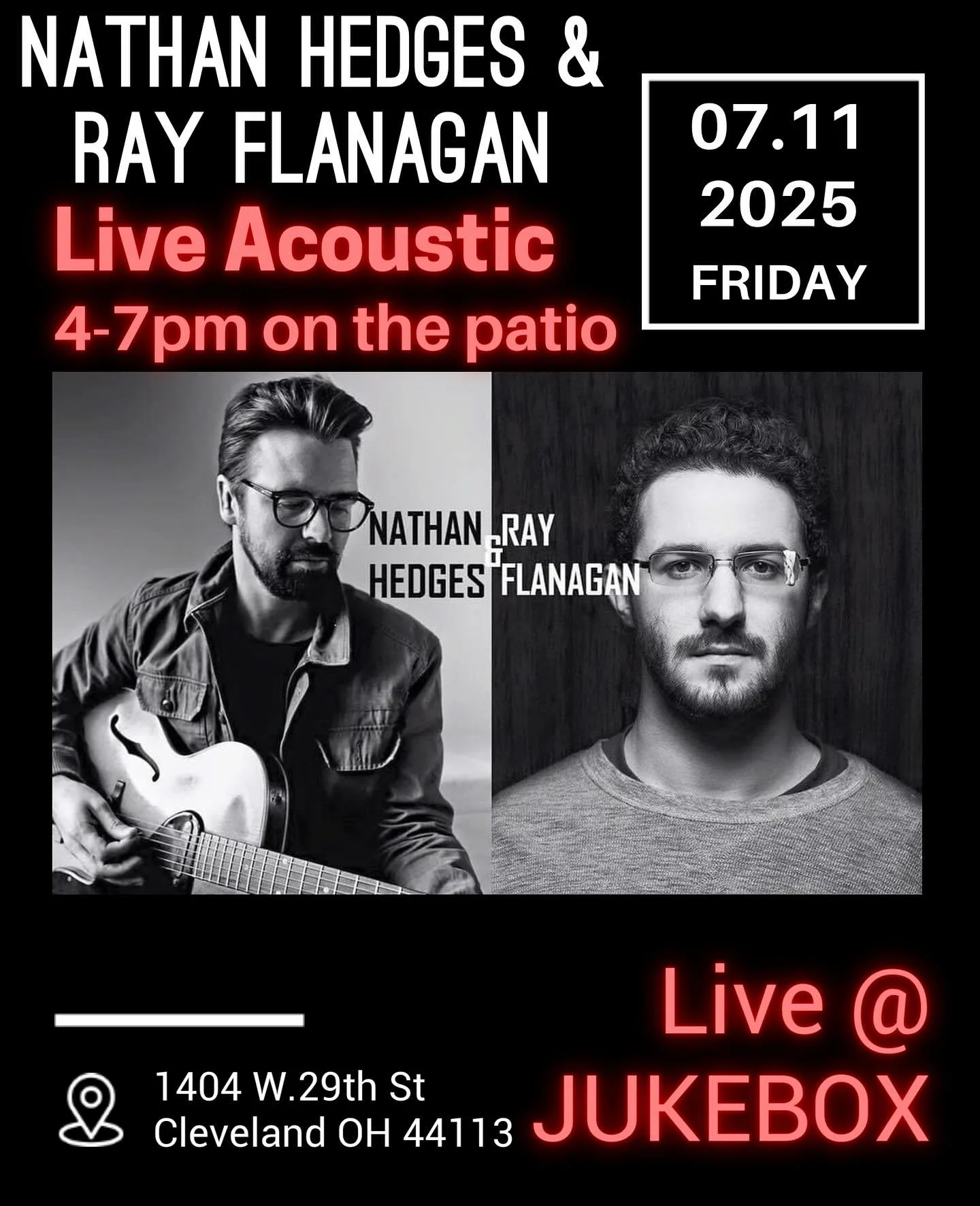 ACOUSTIC HAPPY HOUR 4-7PM 🎸Tonight we welcome friends a neighbors @nrhedges &amp; @rayaflanagan for a unique acoustic performance on the patio. Enjoy Happy Hour Specials and FREE music to start kick off your weekend. Bring a friend a friend and see 