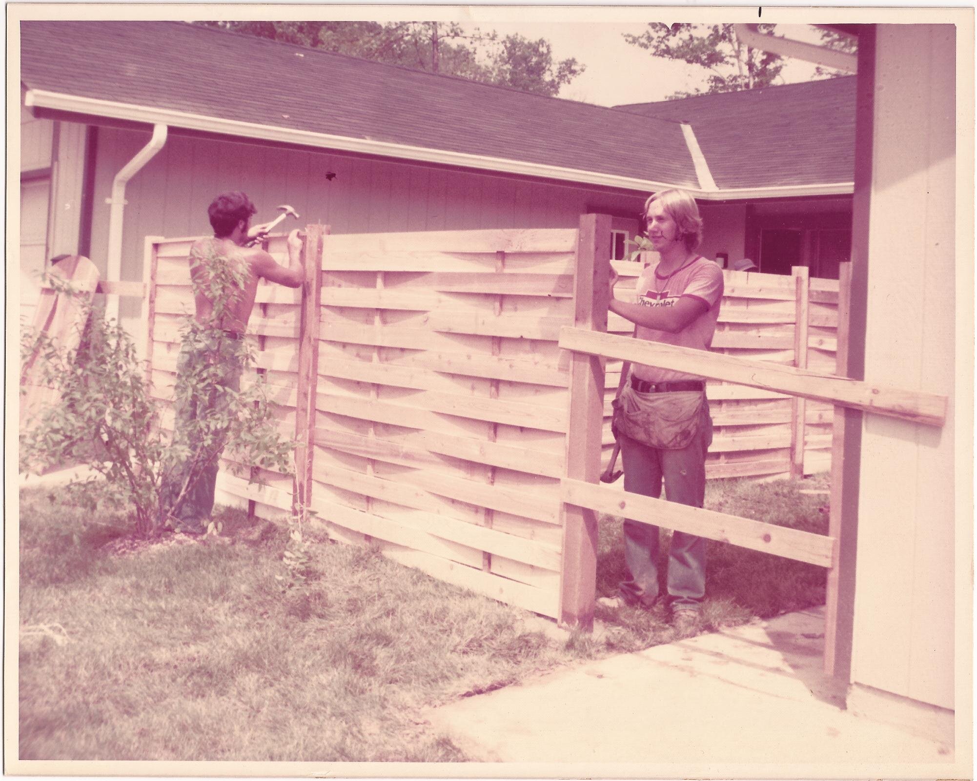 Randy installing fences 1974