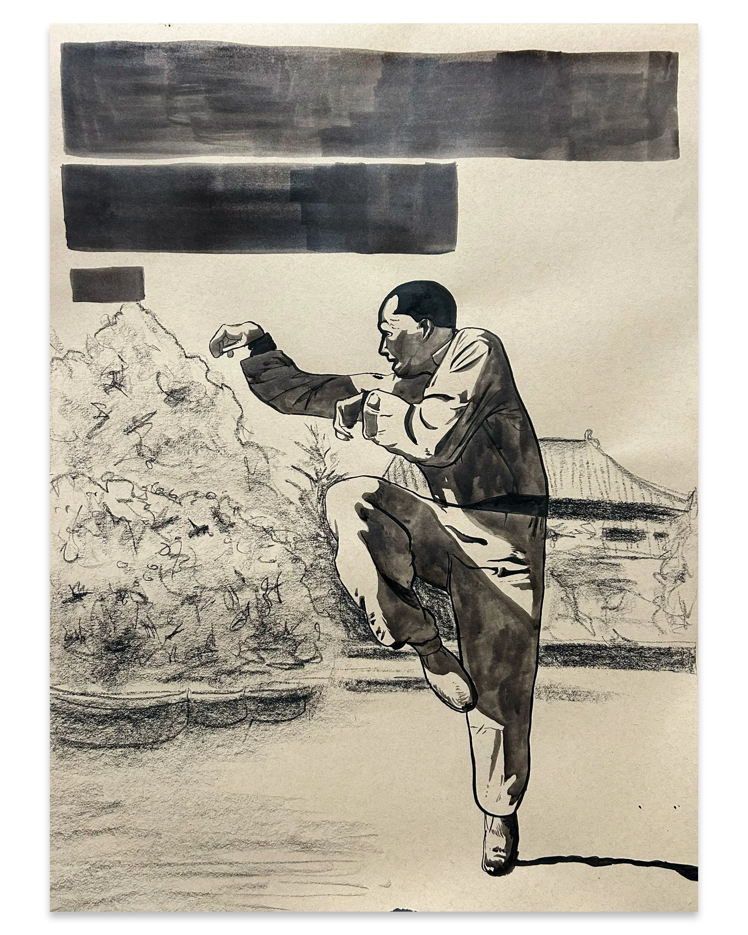 untitled//india ink and charcoal// 18 x 24 in. //2025