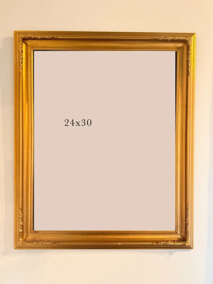 3.5” 24x30 Gold Frame w/flower detail on corners