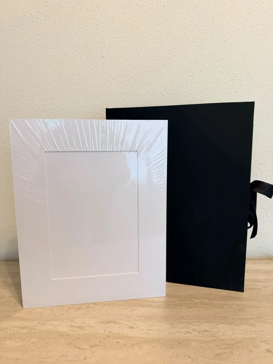 Black linen portrait box -