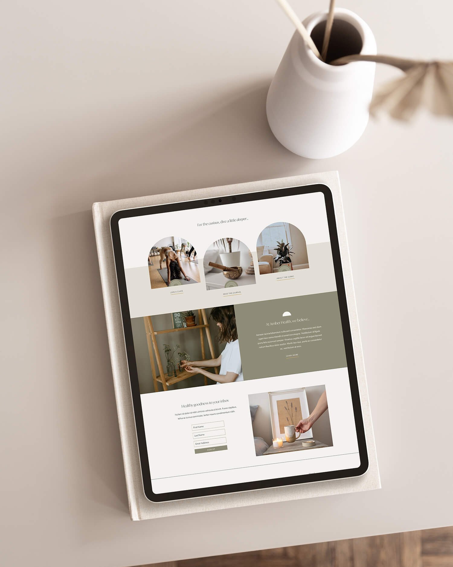 The Amber health and wellness Squarespace website design created by Alana Jade Studio