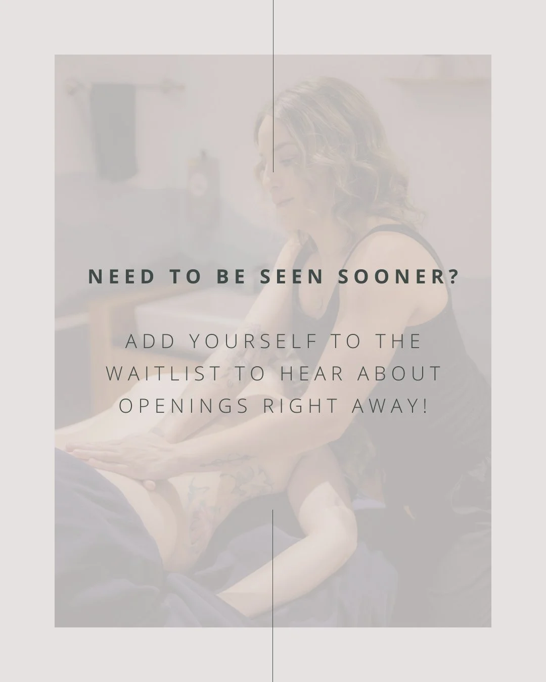 Struggling to find a time that works for your appointment?
Hop on our JaneApp Waitlist and get notified the moment a spot opens up! With fall and winter schedules in full swing, it’s the easiest way to snag an appointment that fits your busy