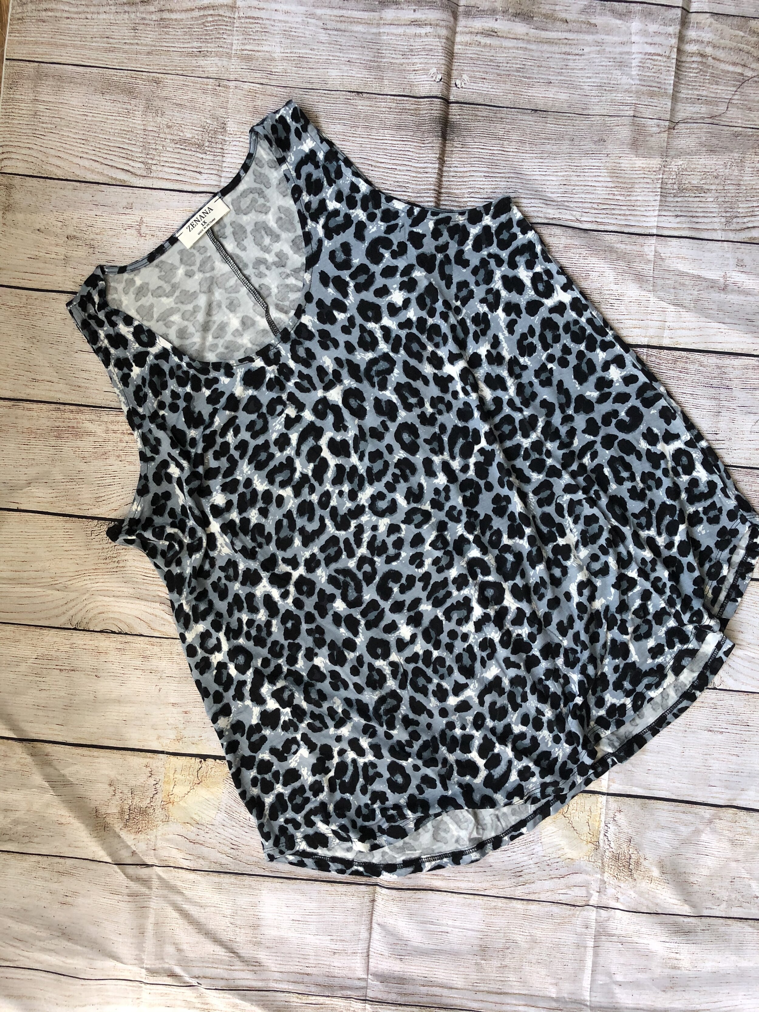 Leopard Sleeveless Round Neck Tank - PLUS