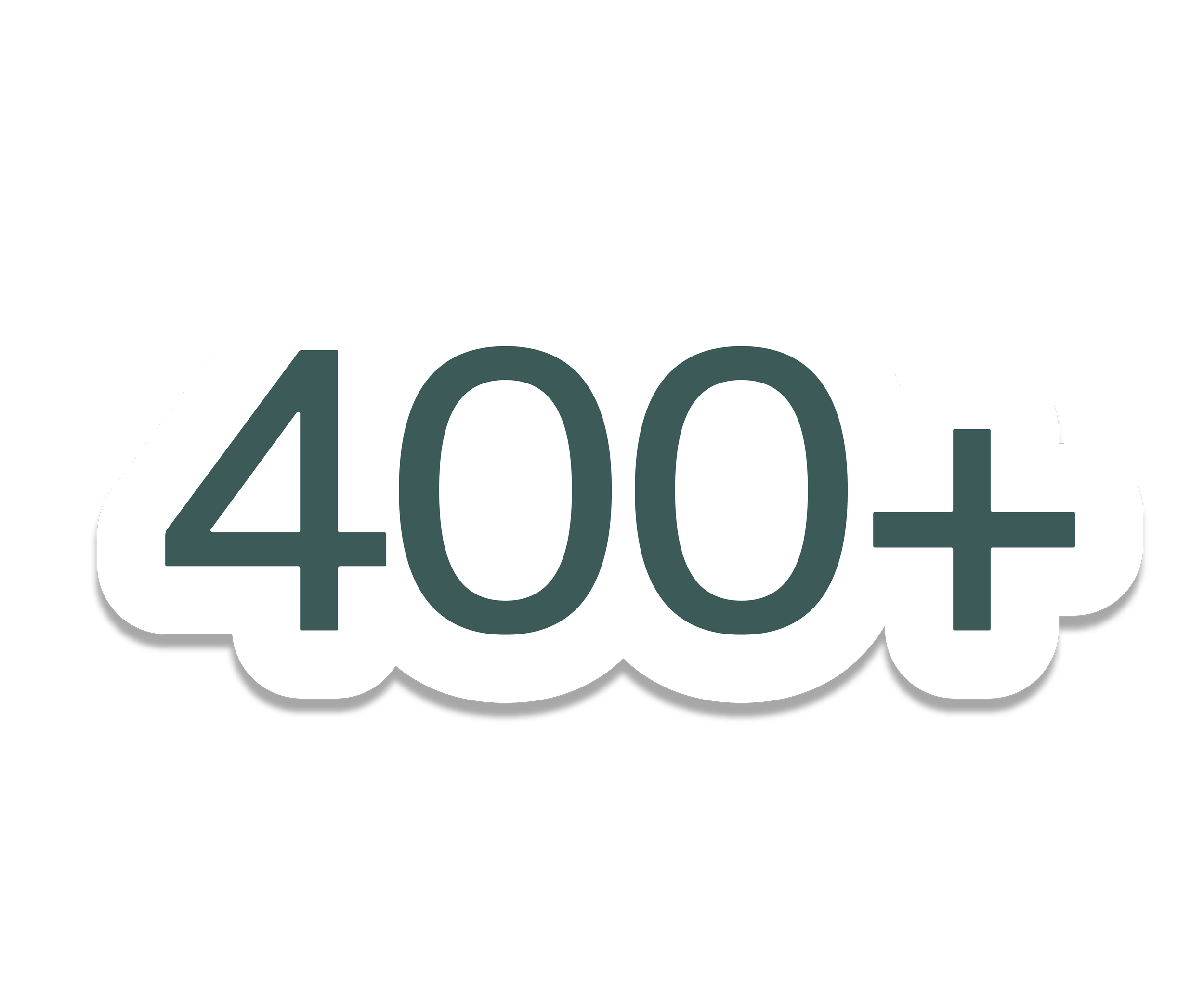 Graphic with the text '350+' inside a speech or thought bubble.