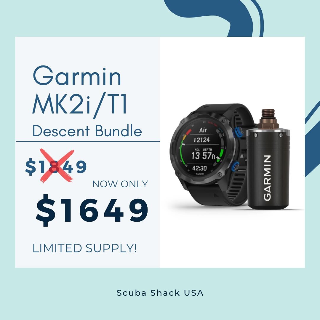 Dive into savings with the Scuba Shack! Take the plunge with our exclusive sale on the Descent MK2i dive computer and T1 Transmitter bundle. Explore the depths with confidence and precision. Don&rsquo;t miss out, limited supply left! #garmin #scubadi