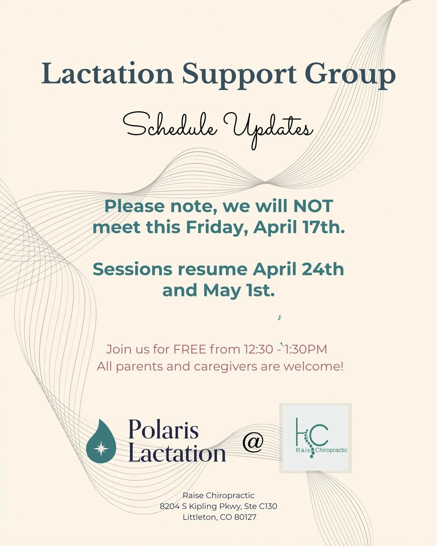 No group this Friday!  Back April 24 &amp; May 1

Free. Supportive. Judgment-free. See you soon 🤍

#polarislactation #lactationsupport #postpartum #coloradomoms #littletoncolorado