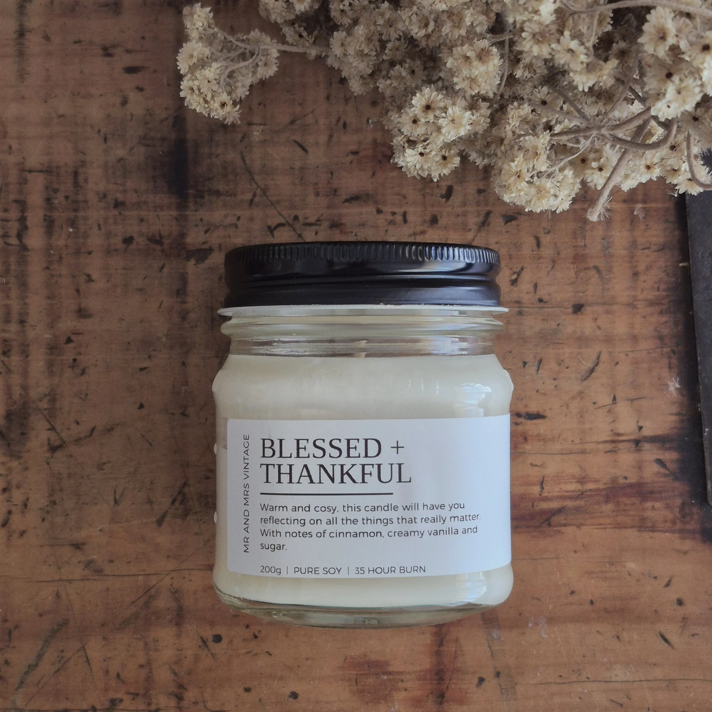 Mason Jar - Blessed + Thankful