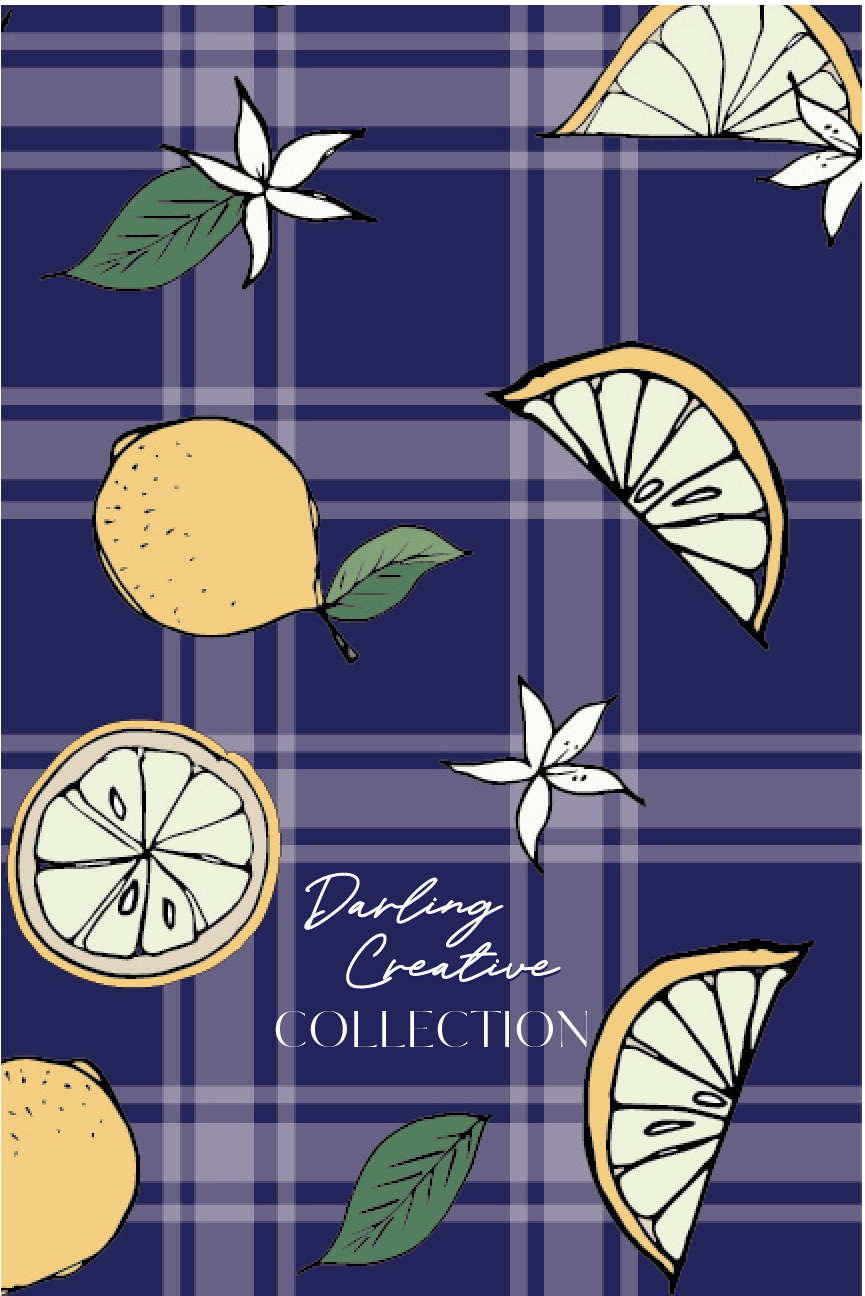 Zest - lemon and pieces on navy tartan