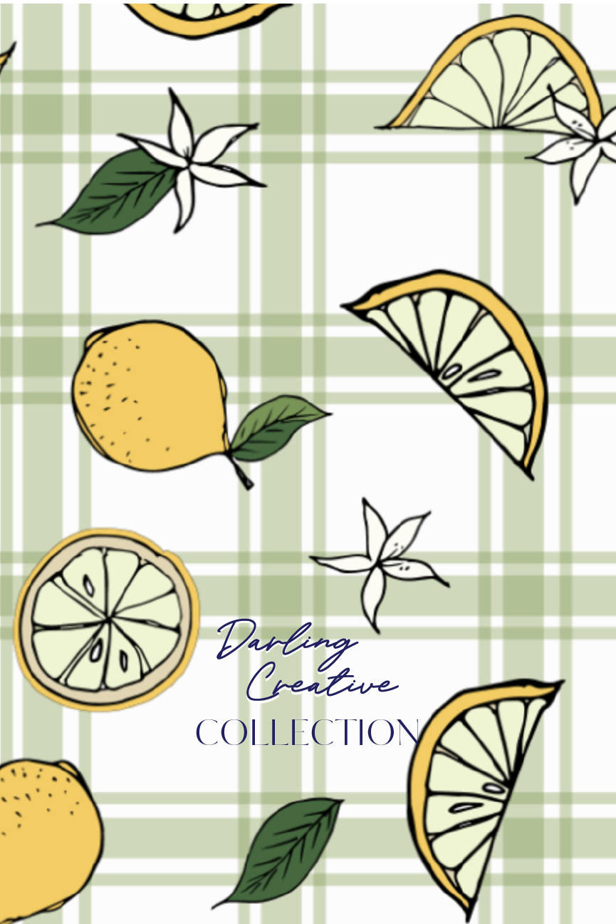 Zest - lemon and pieces on white and green tartan